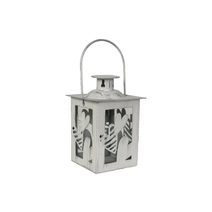 Mini lucernička se srdíčky bílo-stříbrná 11,5 cm – elegantní romantická dekorace K1998