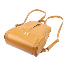 Kožený dámský módní batoh s čelní kapsou Luka tmavě béžový