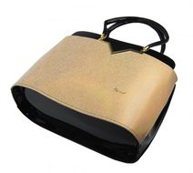 Elegantní lakovaná kabelka S482 černá-zlatá GROSSO