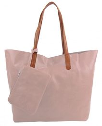 Velká růžová shopper dámská taška s crossbody uvnitř