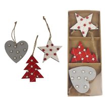 Dekorace k zavěšení, 3 ks D4645 - 6 - 7 x 0,5 x 6,2 - 7,4 cm