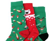 Dámské bavlněné ponožky vysoké, vánoční 3 PÁRY