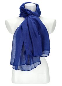 Dámský letní jednobarevný šátek 181x76 cm modrá