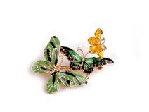 Brož květ s včelou, motýlci