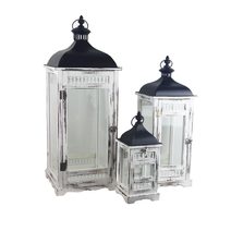 Sada 3 ks dřevěná lucerna S/3 D6488 - výška 36 cm, 57,5 cm, 72 cm