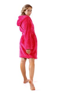Krátký župan s kapucí Lilly extra one size malinový 33 20 3430