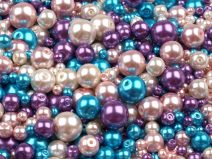 Skleněné voskové perly mix velikostí a barev Ø4-12 mm 50g