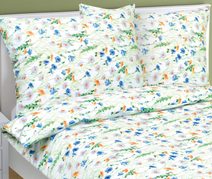 Povlečení bavlněné - 140x200, 70x90 cm Květ khaki zelená