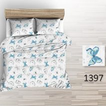 Povlečení hladká bavlna LUX - Modrý motýl 140x200 + 70x90 cm