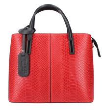 Kožená červená dámská kabelka do ruky v kroko designu Merle
