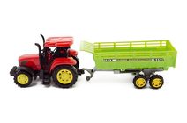 Traktor na setrvačník zelený set s vlečkou a balíky sena plast