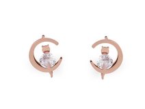 Náušnice z nerezové oceli kočka s broušeným kamínkem