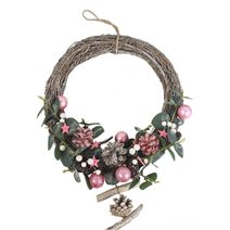 Zimní ekorační věnec P1708/2 - průměr 33 cm