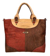 ELENCO Korková dámská kabelka do ruky 811MS cihlově hnědá