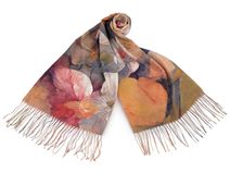 Letní šátek / šála s třásněmi květy 70x180 cm