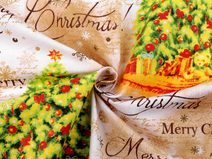 Vánoční bavlněná látka / plátno stromeček METRÁŽ