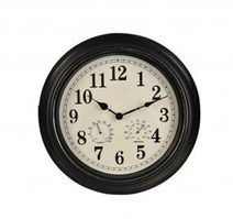 Hodiny UH černé teploměr/tlakoměr venk. pr. 40 cm - dia 40 cm