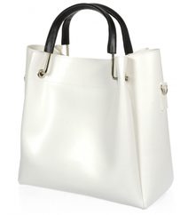 Bílá matná moderní dámská kabelka se zlatými ručkami S728 GROSSO