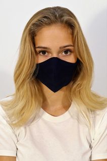 Dvouvrstvá rouška bavlněná na gumičku s vnitřní kapsou - délka oblouku 16cm černý puntík