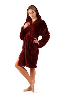 Krátký župan s kapucí Lilly extra one size vínový 33 20 3651