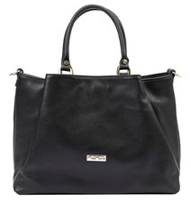 Kožená černá dámská tříkomorová kabelka do ruky