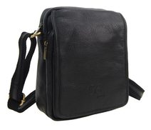 GROSSO Kožená pánská crossbody taška 18,5x22x8 cm černá