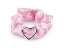 Saténová scrunchie gumička do vlasů / náramek srdce