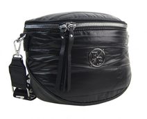 Kožená dámská crossbody kabelka v kroko designu černá