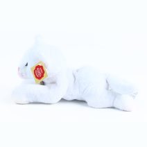 Plyšová kočka ležící bílá 18 cm