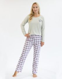 GINA dámské pyžamo dlouhé dámské, šité, s potiskem Pyžama 2024 19157P