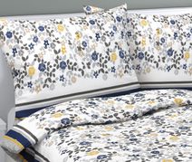 Povlečení krepové - 140x200, 70x90 cm fialky na smetanové