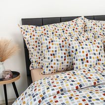 Francouzské prodloužené krepové povlečení 240x220, 70x90cm Kvítí béžové
