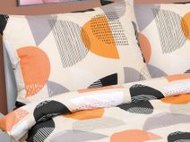 Povlečení bavlna na dvoudeku - 1x 240x200, 2ks 70x90 cm (240 cm šířka x 200 cm délka) oranžový půlkruh