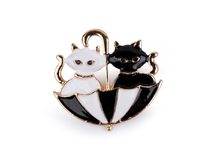 Brož malířská paleta, kočky v deštníku