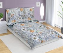 Povlečení bavlněné - 140x220, 70x90 cm Listí fialová