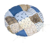 Sedák Adéla prošívaný kulatý - průměr 40 cm Patchwork modrá