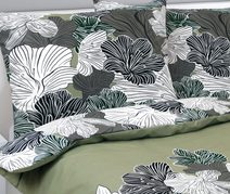 Povlečení bavlněné - 140x200, 70x90 cm Květ khaki zelená