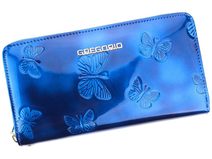 Gregorio luxusní velká modrá dámská kožená peněženka v dárkové krabičce
