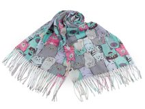 Letní šátek / šála s třásněmi kočky 70x180 cm