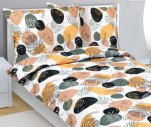 Povlečení bavlněné - 140x220, 70x90 cm Hořčicová,Khaki,Bílá