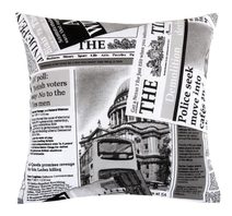 Polštářek EMA - 45x45 cm Noviny černá