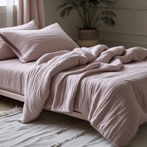 Mušelínové povlečení - šedo/fialové 140x200+70x90 cm