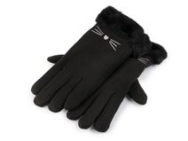 Dívčí rukavice s kožešinou zateplené, dotykové