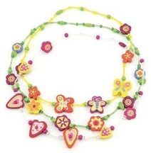 DŘEVO Korálky veselé barevné 20cm dětský náhrdelník *DŘEVĚNÉ HRAČKY*