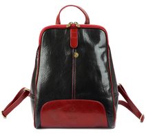 Kožený černo-červený dámský batoh Florence