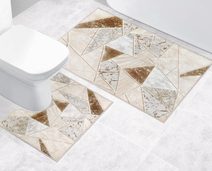 Koupelnové předložky 3D tisk sada - sada (60x100, 60x50 cm WC) tmavé kameny