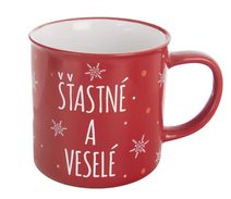 Hrnek keramický VLOČKA Šťastné a veselé O0349 - 9 cm