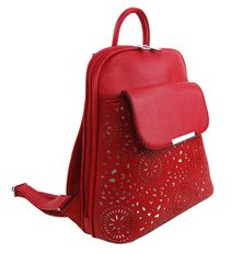 Červený dámský batůžek / kabelka s čelní kapsou