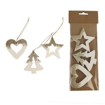 Dekorace k zavěšení, 3ks D3350-29 - 6 - 7 x 0,7 x 6,5- 7 cm