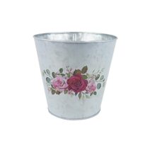 Plechový květináč růže K3335/3 - dia 16 × 15 cm